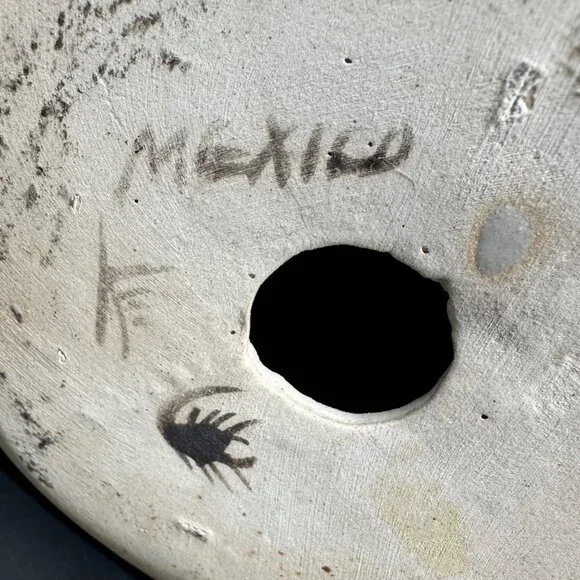 Vintage Ken Edwards Pottery Candle Holder Folk Art Bird Hand Painted Mexico - Picture 8 of 11